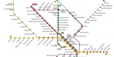 ミラノ郊外の鉄道の地図