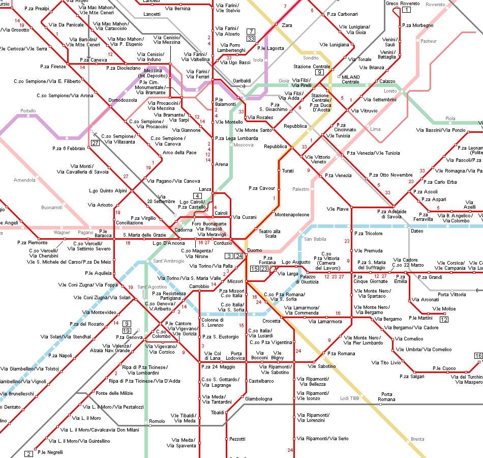 路地図のミラノイタリア