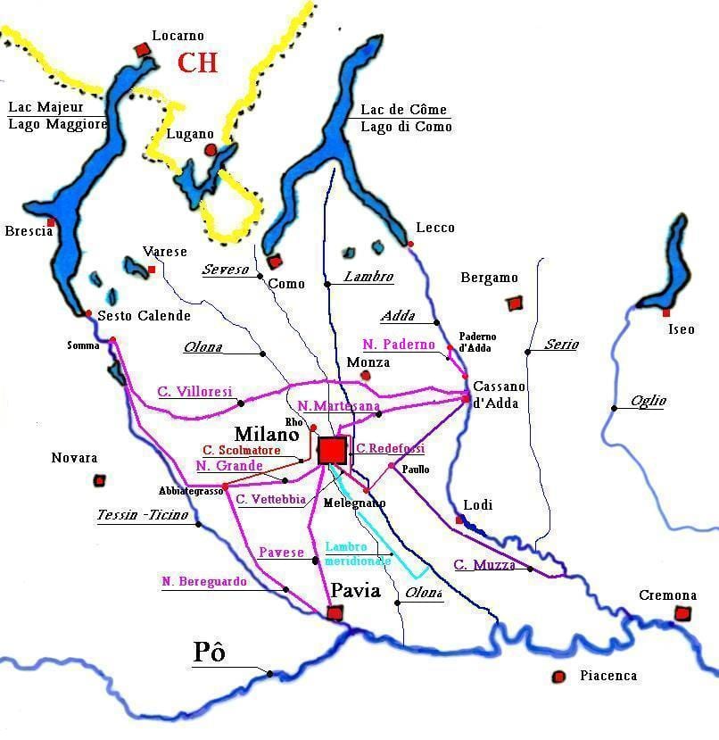 地図のミラノのナヴィーリ地区地区