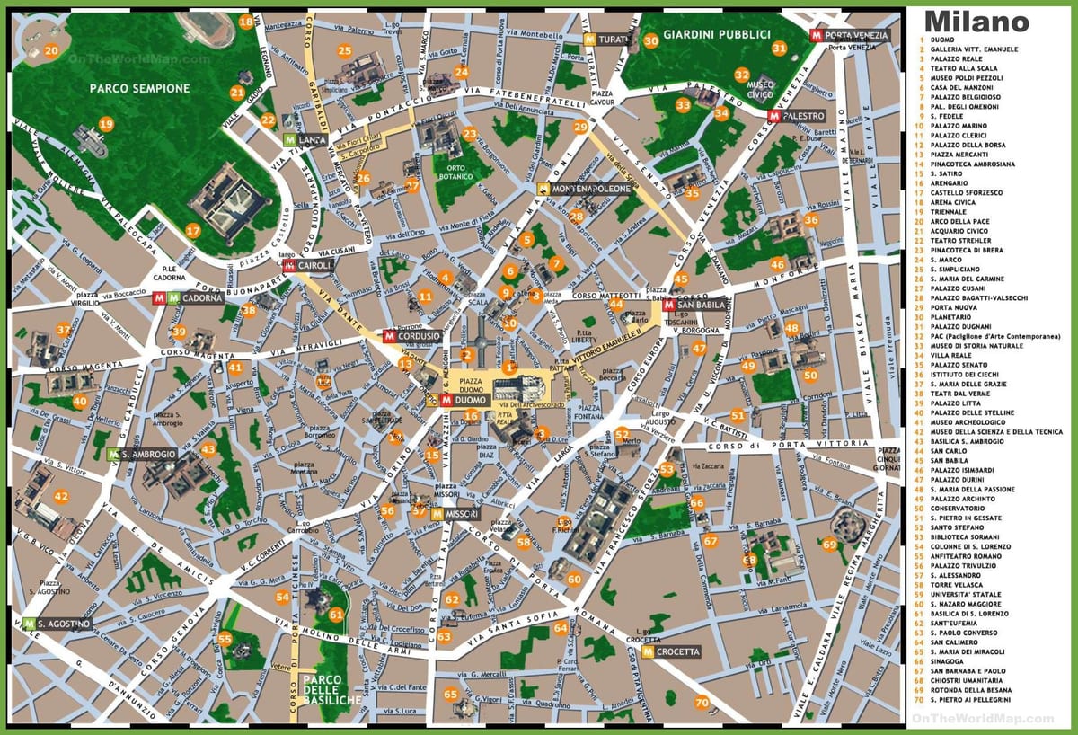 ミラノ地区の地図