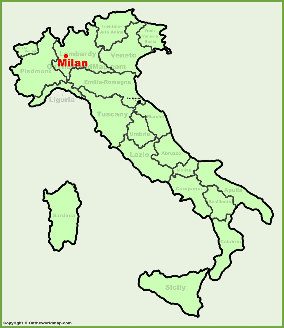 地図を示すイタリア-ミラノ