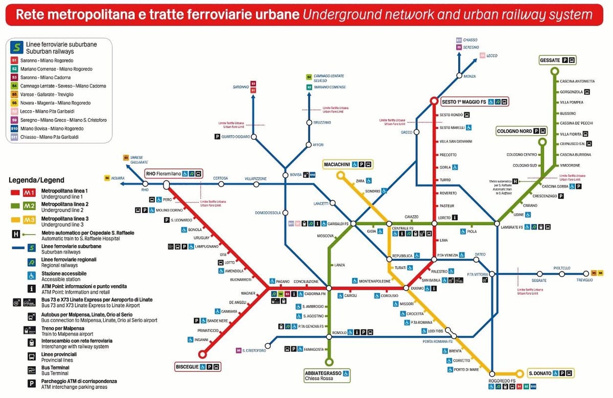 ミラノの輸送地図
