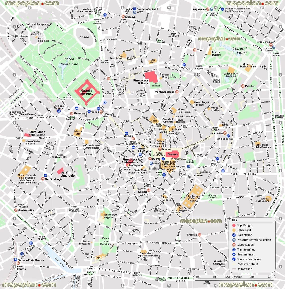 地図の中央ミラノイタリア
