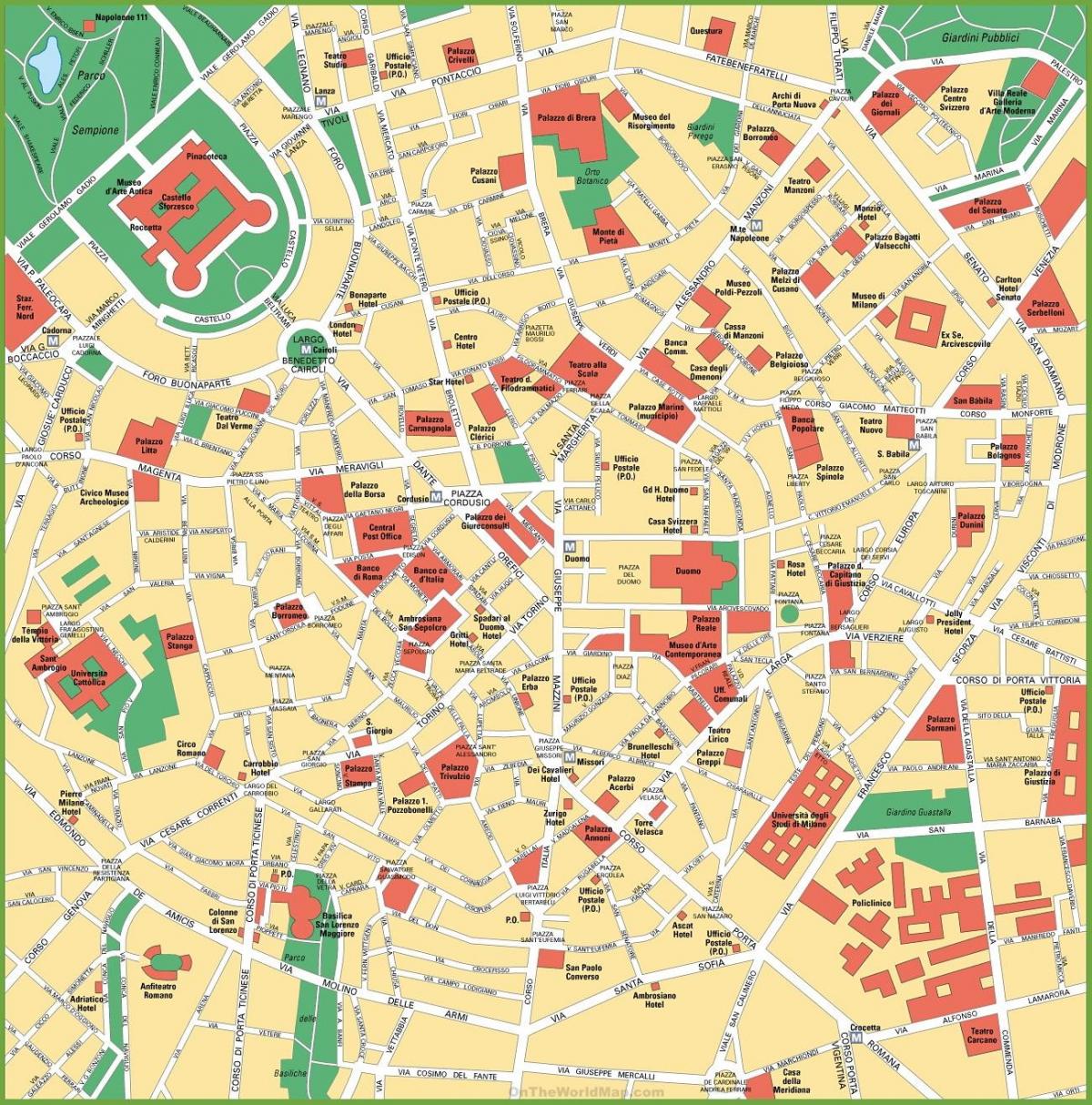 市内地図のミラノイタリア