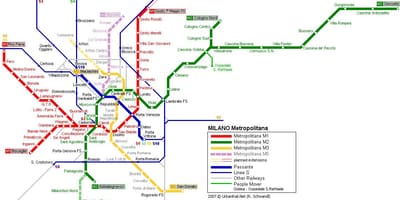 ミラノのメトロ地図2016年