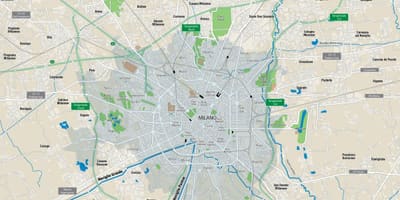 地図のミラノの運河 