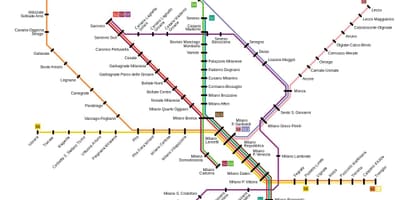 ミラノ郊外の鉄道の地図
