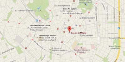 地図のミラノ大聖堂があり 